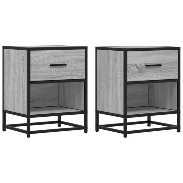 vidaXL Κομοδίνα 2 τεμ. Γκρι Sonoma 40x31x50cm από Επεξεργασμένο Ξύλο