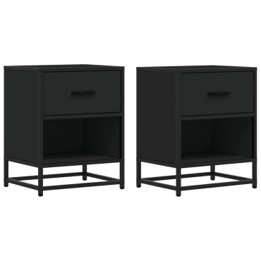 vidaXL Κομοδίνα 2 τεμ. Μαύρα 40x31x50cm από Επεξεργασμένο Ξύλο
