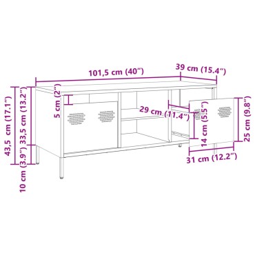 vidaXL Έπιπλο Τηλεόρασης Μουσταρδί 101,5x39x43,5 Ατσάλι Ψυχρής Έλασης 101,5x39x43,5cm