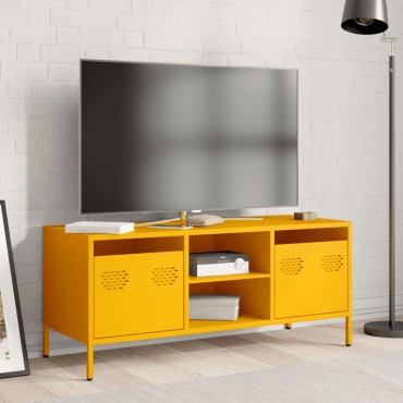 vidaXL Έπιπλο Τηλεόρασης Μουσταρδί 101,5x39x43,5 Ατσάλι Ψυχρής Έλασης 101,5x39x43,5cm