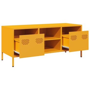 vidaXL Έπιπλο Τηλεόρασης Μουσταρδί 101,5x39x43,5 Ατσάλι Ψυχρής Έλασης 101,5x39x43,5cm