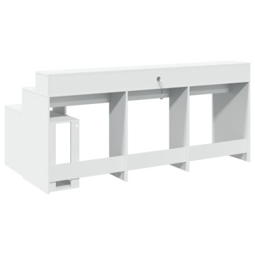 vidaXL Γραφείο με LED Λευκό 200x104x91cm από Επεξεργασμένο Ξύλο 1 τεμ.
