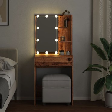 vidaXL Μπουντουάρ με LED Όψη Παλαιού Ξύλου 60x40x140cm