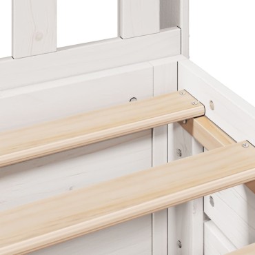 vidaXL Κρεβάτι Βιβλιοθήκη Χωρίς Στρώμα Λευκό 75x190 εκ Μασίφ Πεύκο