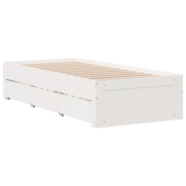 vidaXL Κρεβάτι Βιβλιοθήκη Χωρίς Στρώμα Λευκό 75x190 εκ Μασίφ Πεύκο