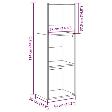 vidaXL Βιβλιοθήκη Γκρι Σκυροδέματος 40x30x114cm Επεξεργ. Ξύλο 1 τεμ.