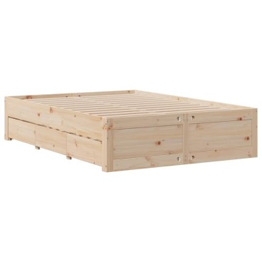 vidaXL Κρεβάτι Βιβλιοθήκη Χωρίς Στρώμα 140x190 εκ Μασίφ Ξύλο Πεύκου