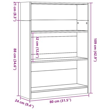 vidaXL Βιβλιοθήκη Καπνιστή Δρυς 80x24x109cm από Επεξεργασμένο Ξύλο 1 τεμ.