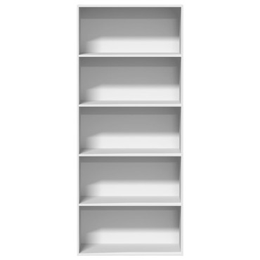 vidaXL Βιβλιοθήκη με 5 Ράφια Λευκή 80x30x189cm Επεξεργασμένο Ξύλο 1 τεμ.