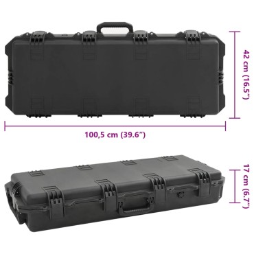 vidaXL Θήκη Πτήσης Φορητή Μαύρη 100,5x42x17 εκ. από Πολυπροπυλένιο