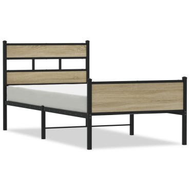 vidaXL Πλαίσιο Κρεβατιού Χωρ. Στρώμα Sonoma Δρυς 75x190cm Επεξ. Ξύλο 1 τεμ. - Μονό