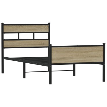 vidaXL Πλαίσιο Κρεβατιού Χωρ. Στρώμα Sonoma Δρυς 75x190cm Επεξ. Ξύλο 1 τεμ. - Μονό