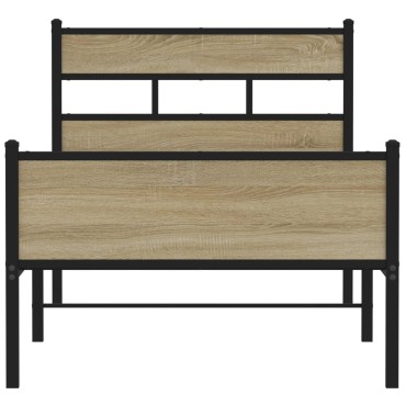 vidaXL Πλαίσιο Κρεβατιού Χωρ. Στρώμα Sonoma Δρυς 75x190cm Επεξ. Ξύλο 1 τεμ. - Μονό