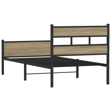 vidaXL Πλαίσιο Κρεβατιού Χωρ. Στρώμα Sonoma Δρυς 75x190cm Επεξ. Ξύλο 1 τεμ. - Μονό