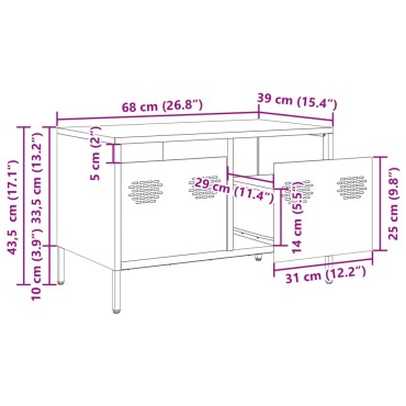 vidaXL Έπιπλο Τηλεόρασης Μουσταρδί 68x39x43,5cm Ατσάλι Ψυχρής Έλασης