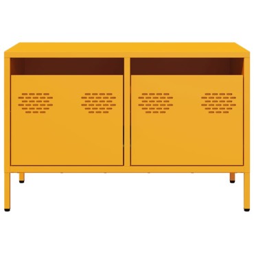 vidaXL Έπιπλο Τηλεόρασης Μουσταρδί 68x39x43,5cm Ατσάλι Ψυχρής Έλασης