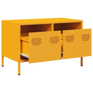 vidaXL Έπιπλο Τηλεόρασης Μουσταρδί 68x39x43,5cm Ατσάλι Ψυχρής Έλασης