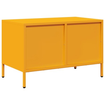 vidaXL Έπιπλο Τηλεόρασης Μουσταρδί 68x39x43,5cm Ατσάλι Ψυχρής Έλασης