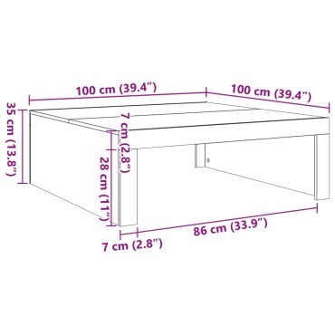 vidaXL Τραπεζάκι Σαλονιού Παλ. Ξύλο 100x100x35cm από Επεξ. Ξύλο 1 τεμ.