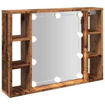 vidaXL Έπιπλο Καθρέπτη με LED Όψη Παλαιού Ξύλου 76x15x55cm Επεξ. Ξύλο 1 τεμ.