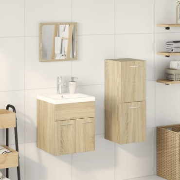 vidaXL Σετ Επίπλων Μπάνιου 3 τεμ. Sonoma Δρυς Επεξεργασμένο Ξύλο 41x38,5x46cm