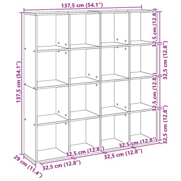 vidaXL Βιβλιοθήκη Γκρι Sonoma 137,5x29x137,5cm Επεξεργασμένο Ξύλο 1 τεμ.
