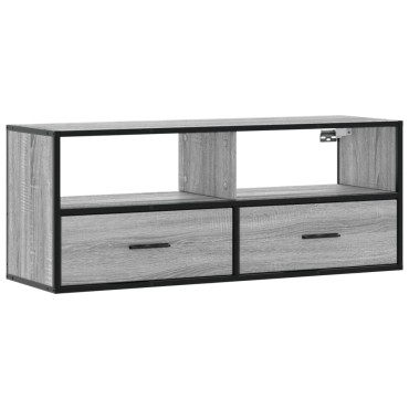 vidaXL Έπιπλο Τηλεόρασης Γκρι Sonoma 100x31x39,5cm Επεξ.Ξύλο/Μέταλλο