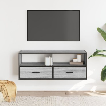 vidaXL Έπιπλο Τηλεόρασης Γκρι Sonoma 100x31x39,5cm Επεξ.Ξύλο/Μέταλλο