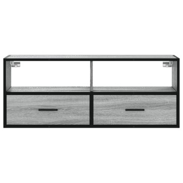 vidaXL Έπιπλο Τηλεόρασης Γκρι Sonoma 100x31x39,5cm Επεξ.Ξύλο/Μέταλλο