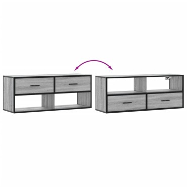vidaXL Έπιπλο Τηλεόρασης Γκρι Sonoma 100x31x39,5cm Επεξ.Ξύλο/Μέταλλο