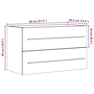 vidaXL Ντουλάπι Νιπτήρα Όψη Παλαιού Ξύλου 80x38,5x48cm Επεξ. Ξύλο 1 τεμ.