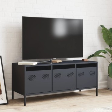 vidaXL Έπιπλο Τηλεόρασης Ανθρακί 101,5x39x43,5cm Ατσάλι Ψυχρής Έλασης