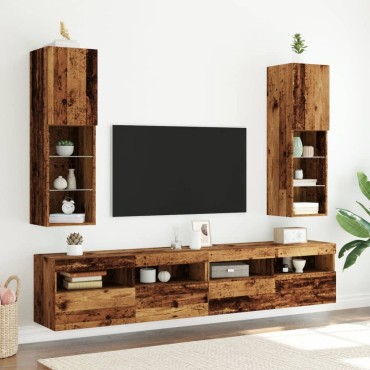vidaXL Έπιπλο Τηλεόρασης με Φώτα LED 2 τεμ. 30,5x30x102cm