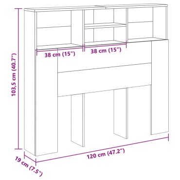 vidaXL Κεφαλάρι Με Αποθηκευτικό Χώρο 120x19x103,5cm Επεξ. Ξύλο 1 τεμ.