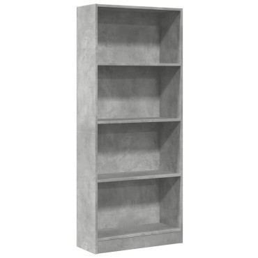 vidaXL Βιβλιοθήκη Γκρι Σκυροδέματος 60x24x143cm Επεξεργ. Ξύλο 1 τεμ.