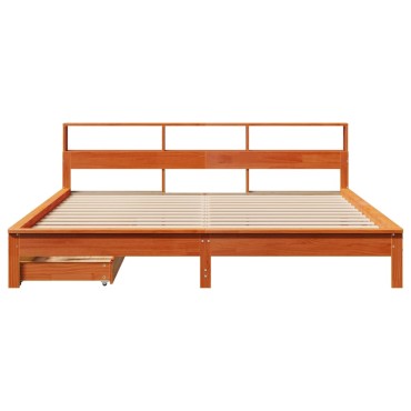 vidaXL Κρεβάτι Βιβλιοθήκη Χωρίς Στρώμα 180x200 εκ Μασίφ Ξύλο Πεύκου