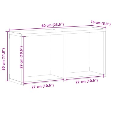 vidaXL Ντουλάπι Τοίχου Γκρι Sonoma 60x16x30cm Επεξεργασμένο Ξύλο 1 τεμ.