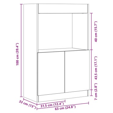 vidaXL Ντουλάπι Καφέ Δρυς 63x33x100cm από Επεξεργασμένο Ξύλο 1 τεμ.