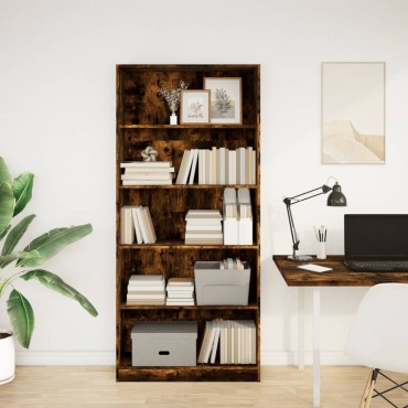 vidaXL Βιβλιοθήκη Καπνιστή Δρυς 80x24x176cm από Επεξεργασμένο Ξύλο 1 τεμ.
