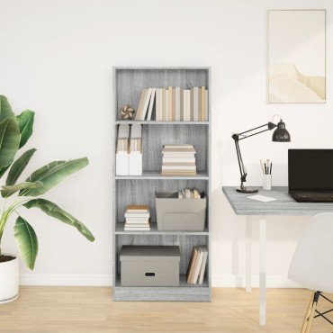 vidaXL Βιβλιοθήκη Γκρι Sonoma 60x24x143cm από Επεξεργ. Ξύλο 1 τεμ.