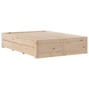 vidaXL Κρεβάτι Βιβλιοθήκη Χωρίς Στρώμα 140x200 εκ Μασίφ Ξύλο Πεύκο