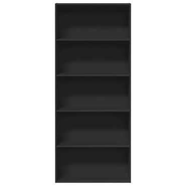 vidaXL Βιβλιοθήκη με 5 Ράφια Μαύρη 80x30x189cm Επεξεργασμένο Ξύλο 1 τεμ.