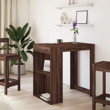 vidaXL Τραπέζι Μπαρ Καφέ Δρυς 102x70x103,5cm Επεξεργ. Ξύλο 1 τεμ.