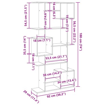 vidaXL Βιβλιοθήκη Χρώμα Sonoma Δρυς 92x29x188cm Επεξεργασμένο Ξύλο 1 τεμ.