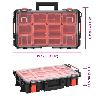 vidaXL Θήκη Πτήσης Φορητή Μαύρη 55,5x34,5x13,5 εκ. από Πολυπροπυλένιο