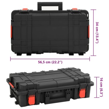 vidaXL Θήκη Πτήσης Φορητή Μαύρη 56,5x34x16 εκ. από Πολυπροπυλένιο