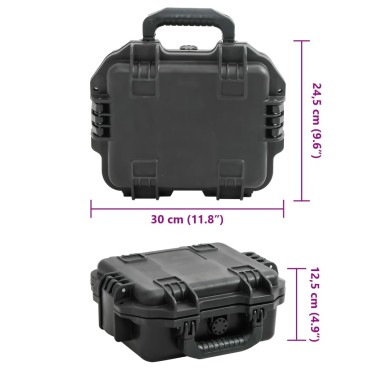 vidaXL Θήκη Πτήσης Φορητή Μαύρη 30x24,5x12,5 εκ. από Πολυπροπυλένιο