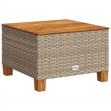 vidaXL Τραπέζι Κήπου Μπεζ 55x55x36cm Συνθετικό Ρατάν/Ξύλο Ακακίας 1 τεμ.