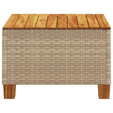 vidaXL Τραπέζι Κήπου Μπεζ 55x55x36cm Συνθετικό Ρατάν/Ξύλο Ακακίας 1 τεμ.