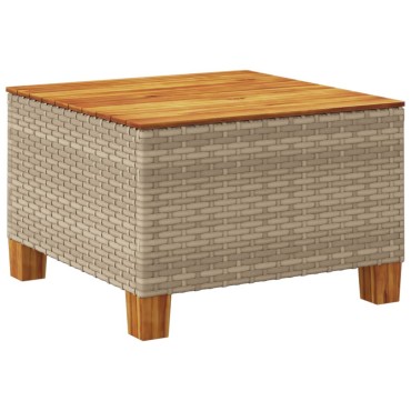 vidaXL Τραπέζι Κήπου Μπεζ 55x55x36cm Συνθετικό Ρατάν/Ξύλο Ακακίας 1 τεμ.